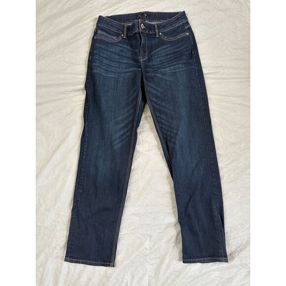 White House Black Market Womens Straight Crop Jeans 6 denim cotton dark‎ denim - Picture 2 of 8